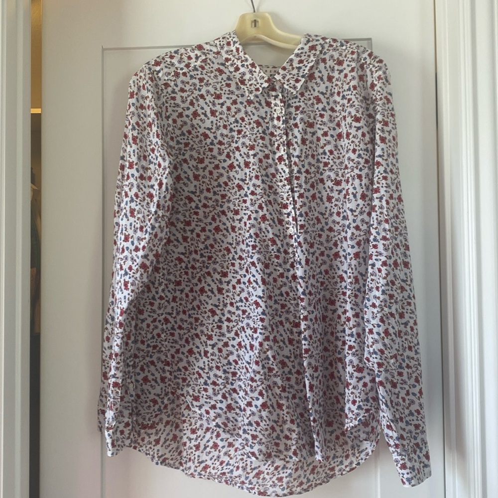Xirena floral flower ling sleeve shirt button front size Large